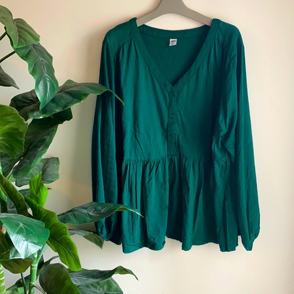 Old Navy Tops - OLD NAVY | Emerald Green Peplum Blouse | 2X Plus